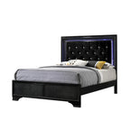 Ensemble de chambre à coucher Nathalie 4 pièces avec panneaux capitonnés en tissu noir et éclairage LED