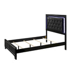 Ensemble de chambre à coucher Nathalie 4 pièces avec panneaux capitonnés en tissu noir et éclairage LED