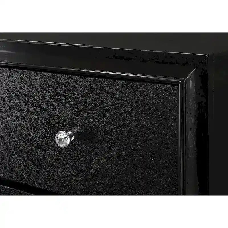 Ensemble de chambre à coucher Nathalie 4 pièces avec panneaux capitonnés en tissu noir et éclairage LED