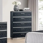 Ensemble de lit et commode haute contemporains en bois massif 2 pièces de la marque Furniture of America Champs