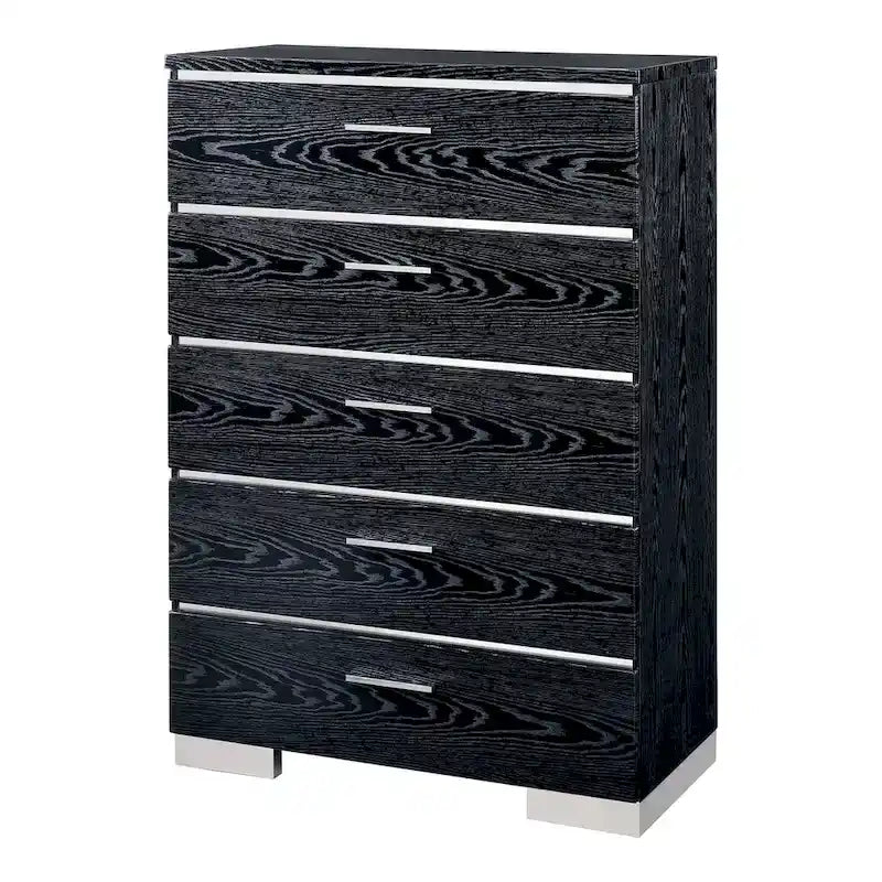 Ensemble de lit et commode haute contemporains en bois massif 2 pièces de la marque Furniture of America Champs