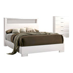 Ensemble de lit et commode haute contemporains en bois massif 2 pièces de la marque Furniture of America Champs