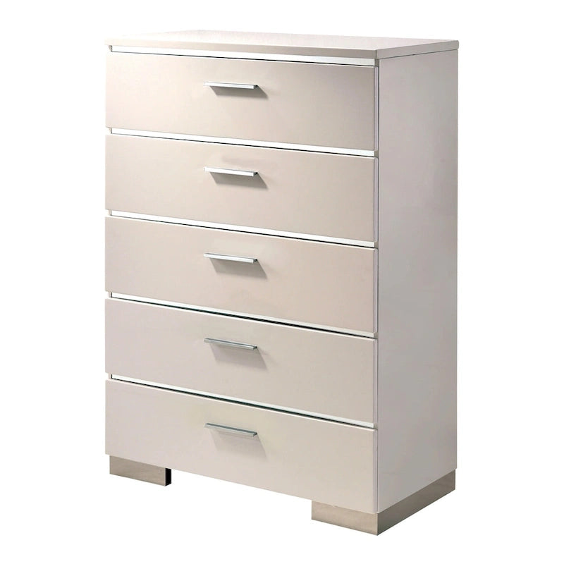 Ensemble de lit et commode haute contemporains en bois massif 2 pièces de la marque Furniture of America Champs