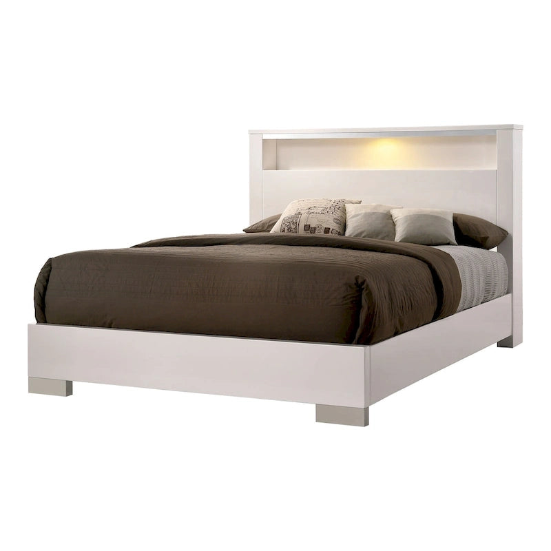 Ensemble de lit et commode haute contemporains en bois massif 2 pièces de la marque Furniture of America Champs