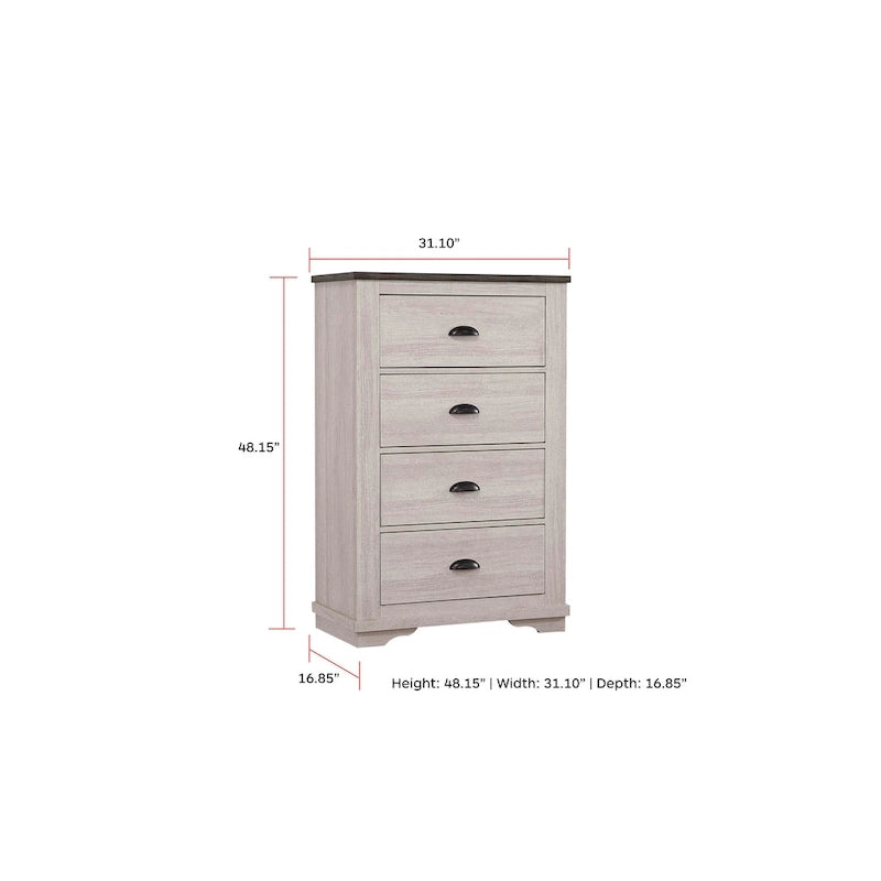 Ensemble de chambre à coucher rustique Marilyne 6 pièces gris craie style traîneau