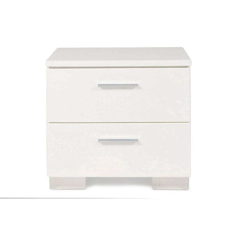 Ensemble de chambre à coucher 4 pièces New Classic Furniture Vexa blanc laqué brillant avec table de chevet