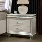 Ensemble de chambre à coucher Xian Glam en bois massif blanc, 2 pièces, avec plateforme et éclairage LED, par Furniture of America