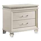 Ensemble de chambre à coucher Xian Glam en bois massif blanc, 2 pièces, avec plateforme et éclairage LED, par Furniture of America