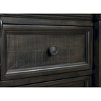 Lit, commode, miroir et deux tables de chevet en bois finition noyer foncé vieilli Farson de Roundhill Furniture