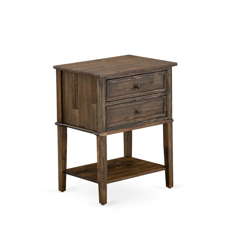 Ensemble de lit Queen Size East West Furniture - Cadre de lit, tête de lit marron, petite table de chevet - Pieds à finition noire ((Options de table de chevet)