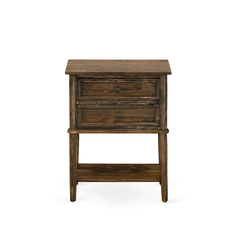 Ensemble de lit Queen Size East West Furniture - Cadre de lit, tête de lit marron, petite table de chevet - Pieds à finition noire ((Options de table de chevet)