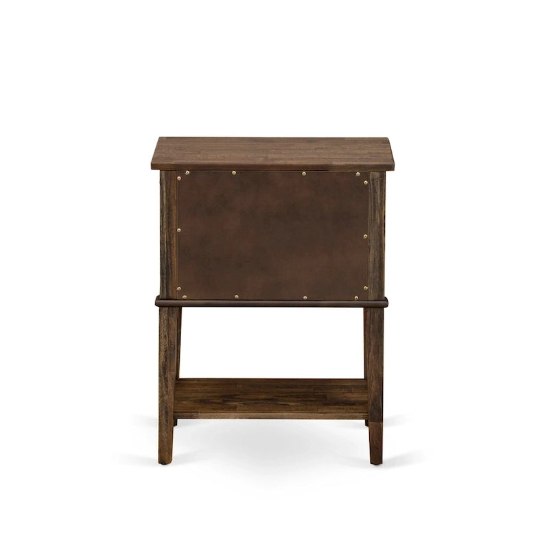 Ensemble de lit Queen Size East West Furniture - Cadre de lit, tête de lit marron, petite table de chevet - Pieds à finition noire ((Options de table de chevet)