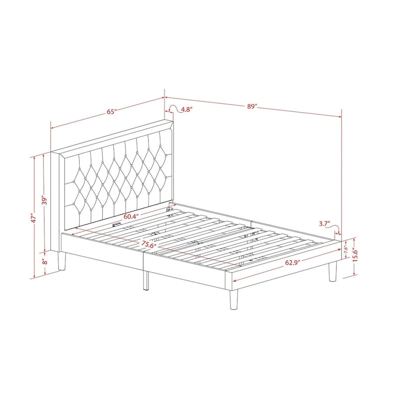 Ensemble de lit Queen Size East West Furniture - Cadre de lit, tête de lit marron, petite table de chevet - Pieds à finition noire ((Options de table de chevet)