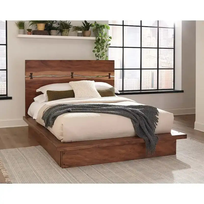 Ensemble de chambre à coucher plateforme 6 pièces Capistrano en noyer fumé
