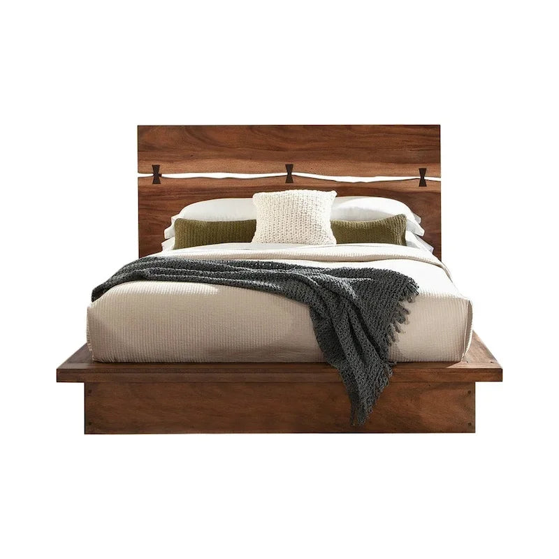 Ensemble de chambre à coucher plateforme 6 pièces Capistrano en noyer fumé