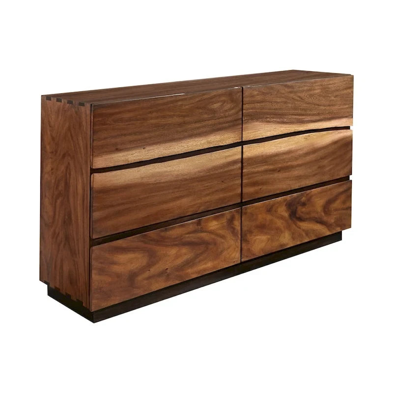 Ensemble de chambre à coucher plateforme 6 pièces Capistrano en noyer fumé