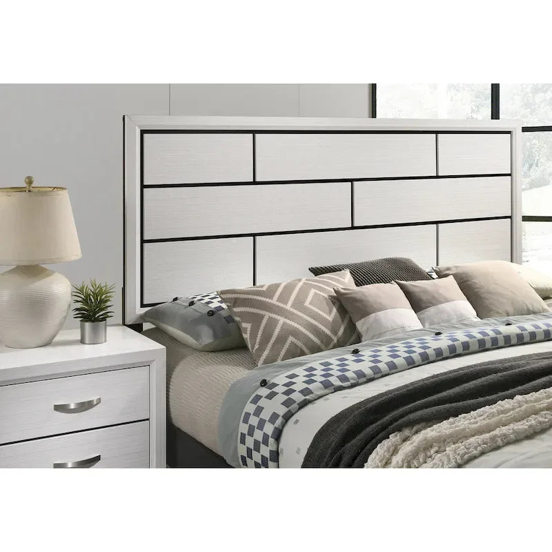 Ensemble de chambre à coucher 5 pièces Roundhill Furniture Stout Contemporary White Panel