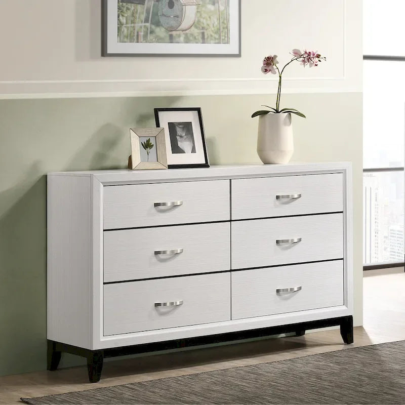 Ensemble de chambre à coucher 5 pièces Roundhill Furniture Stout Contemporary White Panel