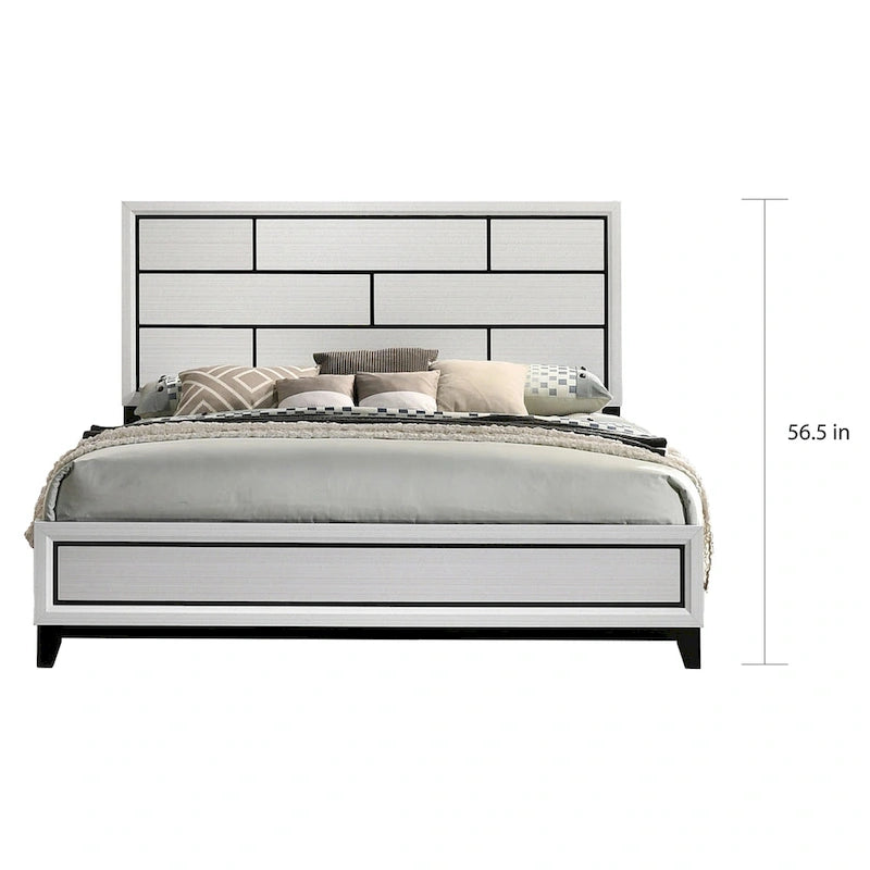 Ensemble de chambre à coucher 5 pièces Roundhill Furniture Stout Contemporary White Panel