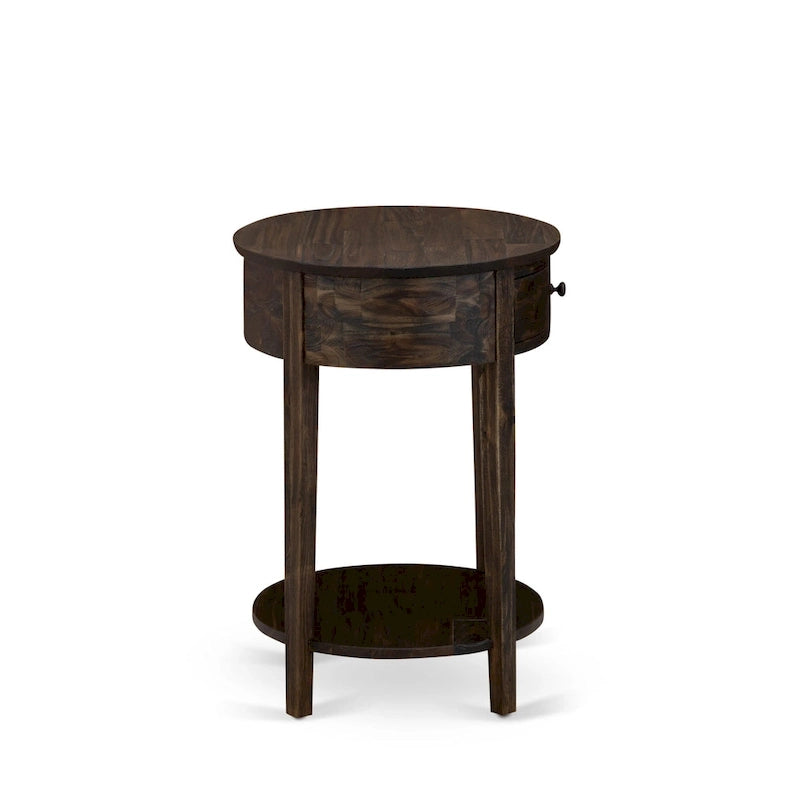 Ensemble de chambre à coucher 2 pièces East West Furniture - Cadre de lit avec tête de lit marron et 1 table de chevet en bois avec pieds noirs (taille de lit au choix)