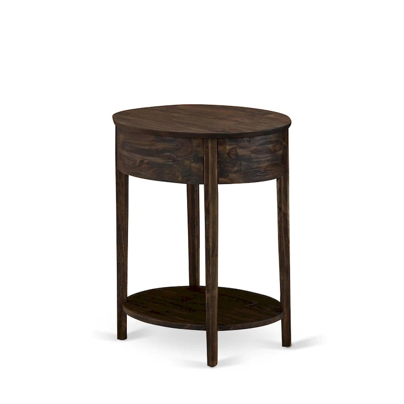 Ensemble de chambre à coucher 2 pièces East West Furniture - Cadre de lit avec tête de lit marron et 1 table de chevet en bois avec pieds noirs (taille de lit au choix)