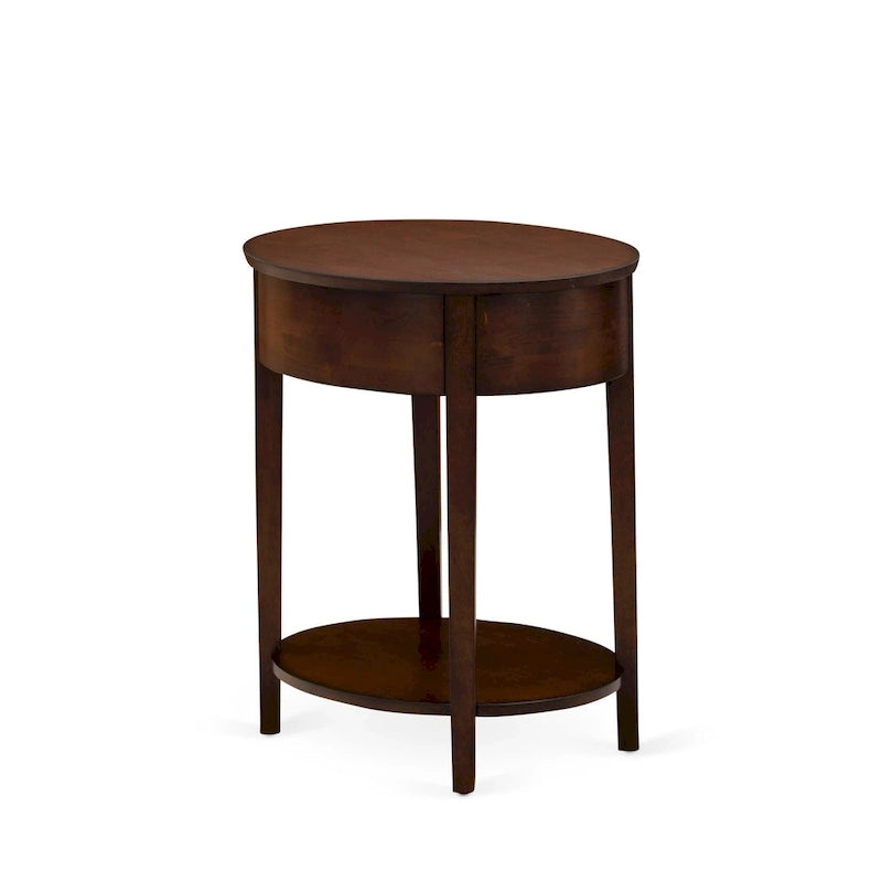 Ensemble de chambre à coucher 2 pièces East West Furniture - Cadre de lit avec tête de lit marron et 1 table de chevet en bois avec pieds noirs (taille de lit au choix)