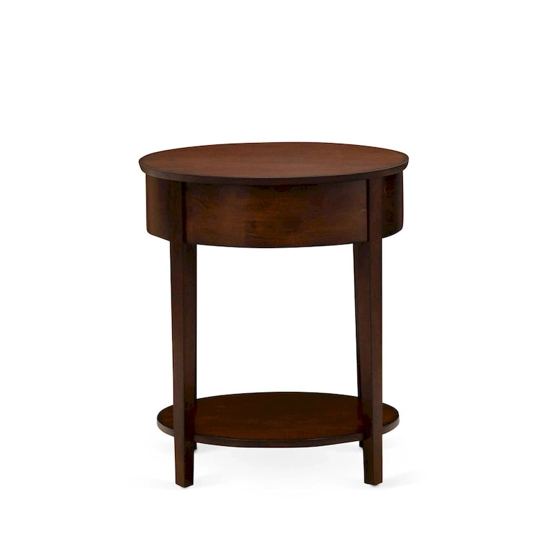 Ensemble de chambre à coucher 2 pièces East West Furniture - Cadre de lit avec tête de lit marron et 1 table de chevet en bois avec pieds noirs (taille de lit au choix)