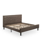 Ensemble de chambre à coucher 2 pièces East West Furniture - Cadre de lit avec tête de lit marron et 1 table de chevet en bois avec pieds noirs (taille de lit au choix)