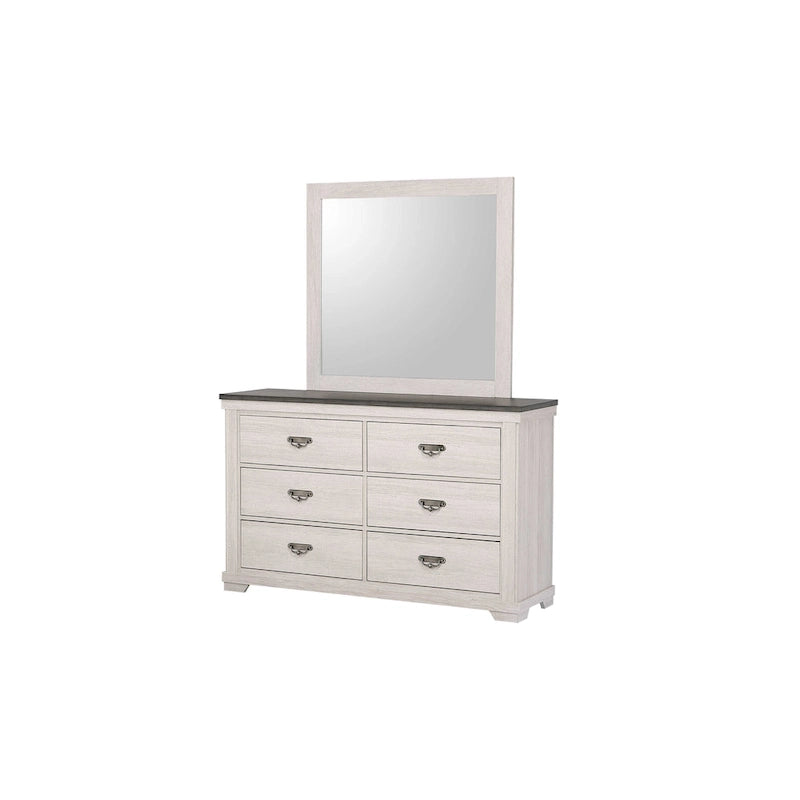 Ensemble de chambre à coucher Candra 6 pièces, panneaux crème et marron