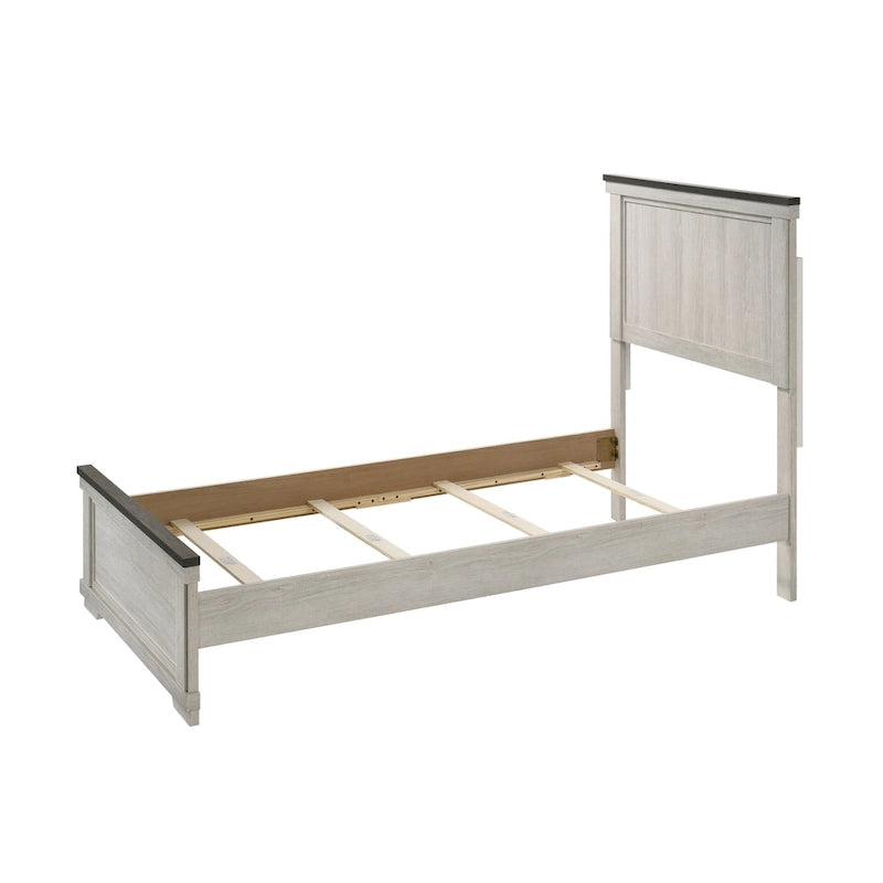 Ensemble de chambre à coucher Candra 6 pièces, panneaux crème et marron