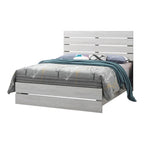 Set camera da letto Geary 5 pezzi con pannello testiera a doghe e 2 comodini