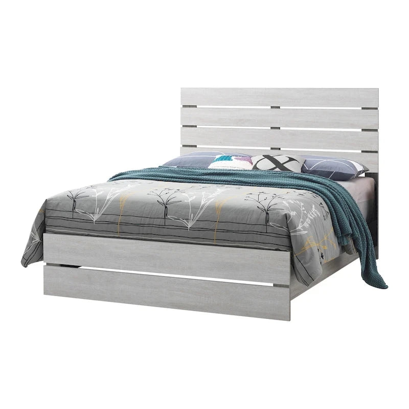 Set camera da letto Geary 5 pezzi con pannello testiera a doghe e 2 comodini