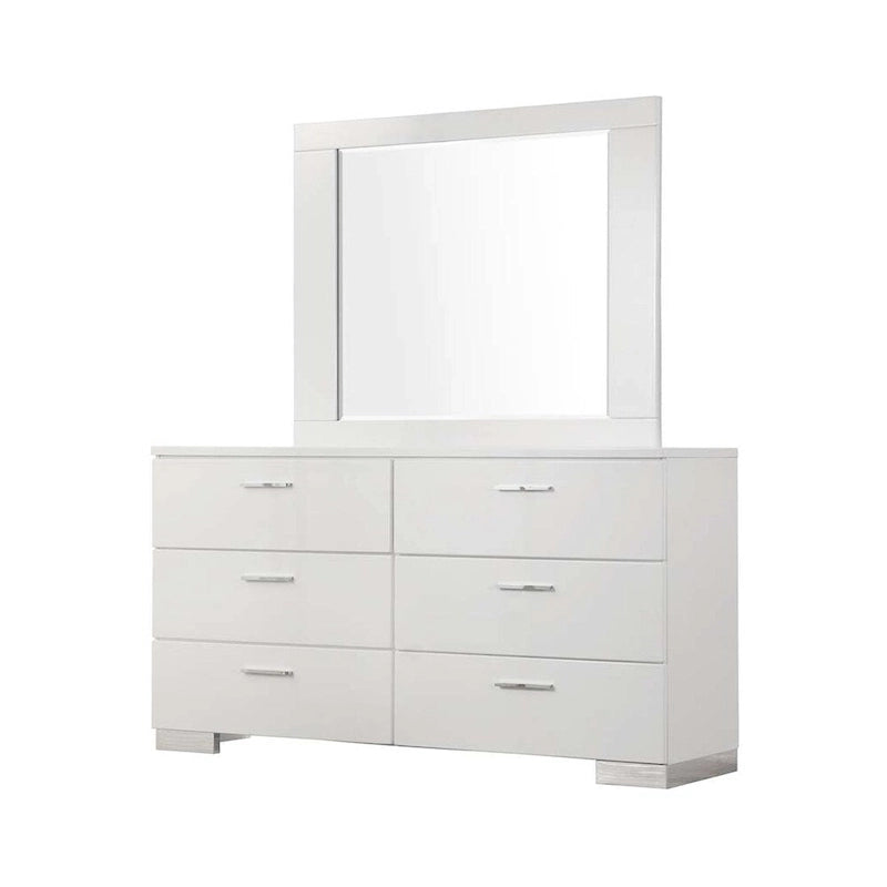 Ensemble de chambre à coucher August blanc brillant 6 pièces