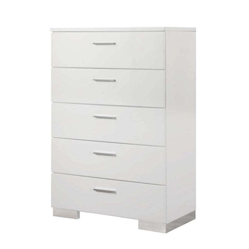 Ensemble de chambre à coucher August blanc brillant 6 pièces