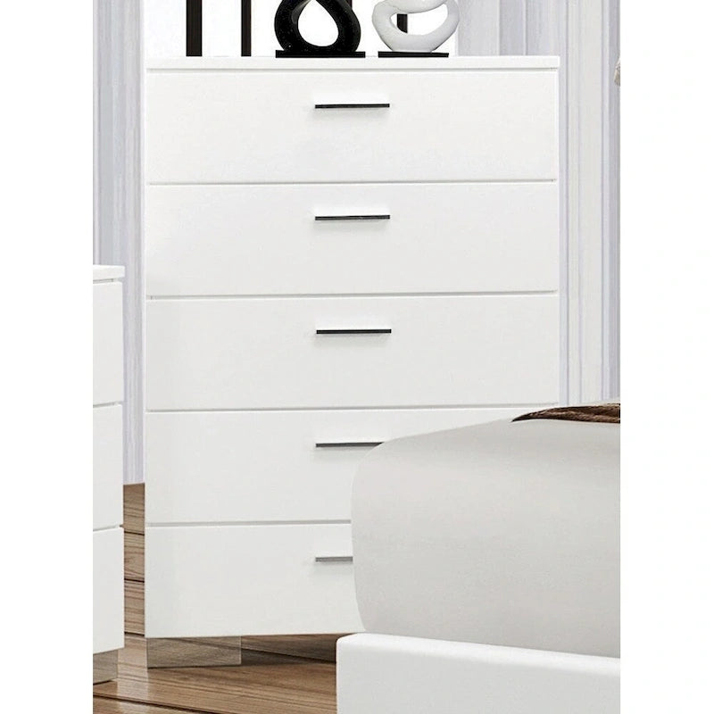 Ensemble de chambre à coucher August blanc brillant 6 pièces