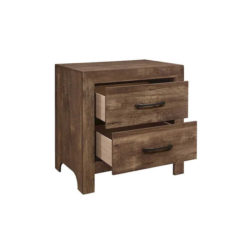 Ensemble de chambre à coucher moderne rustique marron Tabina 3 pièces