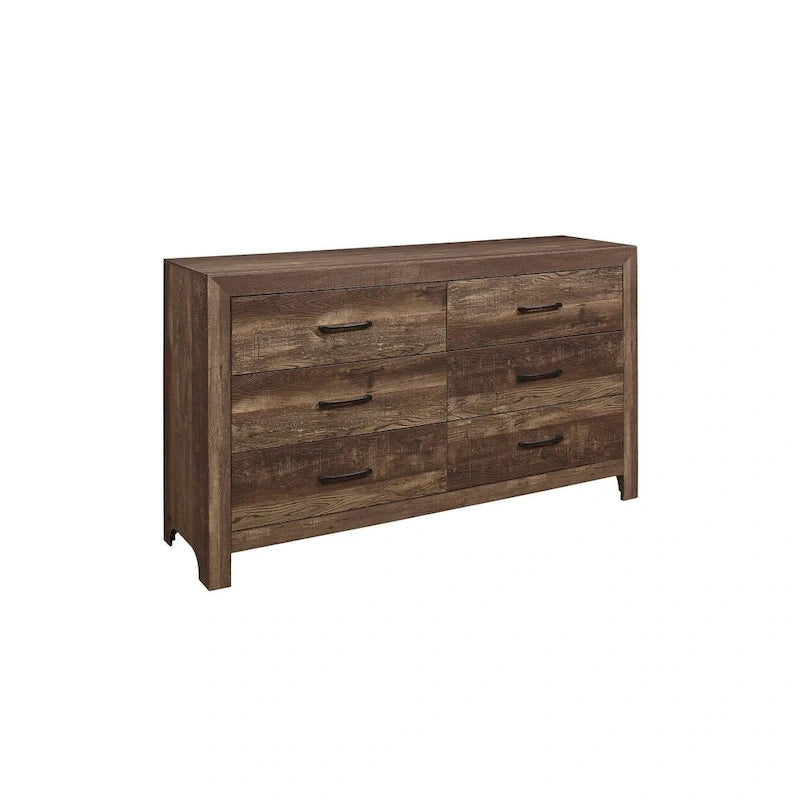 Ensemble de chambre à coucher moderne rustique marron Tabina 3 pièces