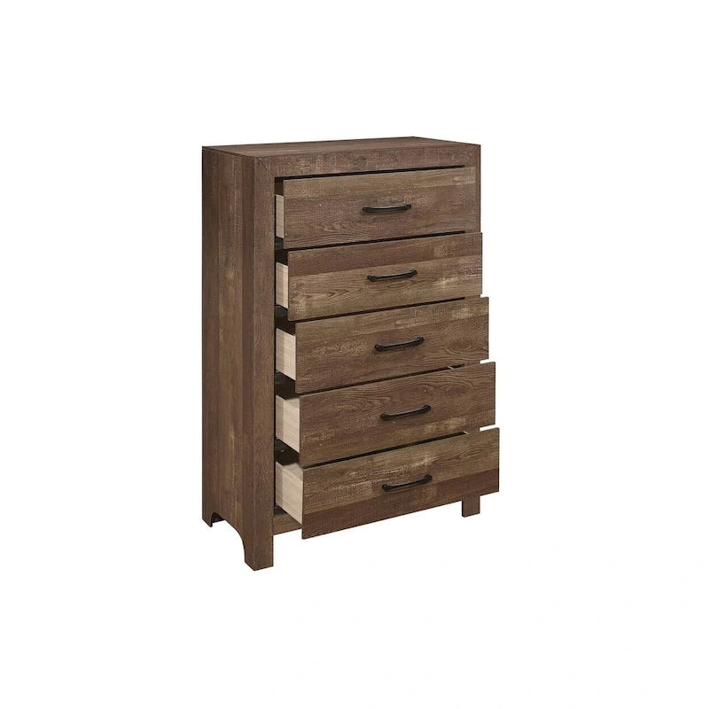 Ensemble de chambre à coucher moderne rustique marron Tabina 3 pièces