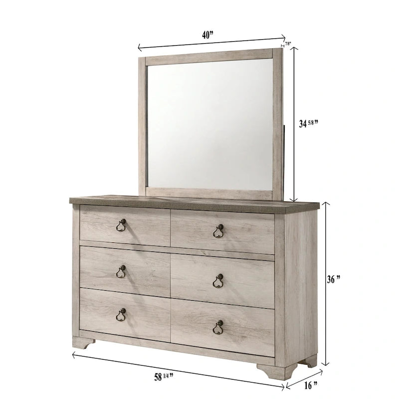 Ensemble de chambre à coucher rustique Anallese 5 pièces en bois flotté