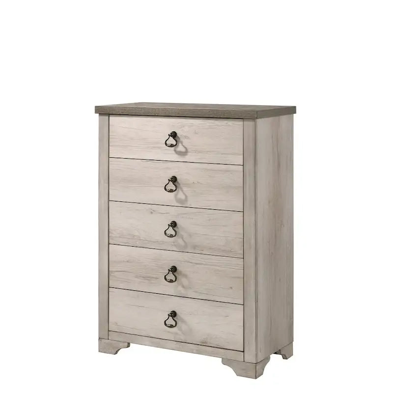 Ensemble de chambre à coucher rustique Anallese 5 pièces en bois flotté