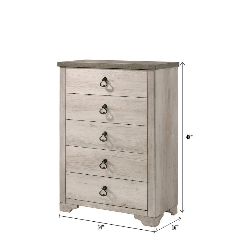 Ensemble de chambre à coucher rustique Anallese 5 pièces en bois flotté
