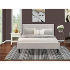 Ensemble de chambre King avec 1 lit et une table de chevet couleur crème brossée - Lit en lin beige brume (option pièces)