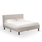 Ensemble de chambre King avec 1 lit et une table de chevet couleur crème brossée - Lit en lin beige brume (option pièces)
