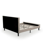Ensemble de chambre King avec 1 lit et une table de chevet couleur crème brossée - Lit en lin beige brume (option pièces)