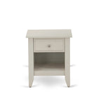 Ensemble de chambre King avec 1 lit et une table de chevet couleur crème brossée - Lit en lin beige brume (option pièces)