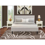 Ensemble de chambre King avec 1 lit et une table de chevet couleur crème brossée - Lit en lin beige brume (option pièces)