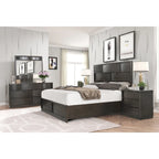 Ensemble de lit Roundhill Furniture Belani à panneaux de bois, comprenant un lit, une commode, un miroir, deux tables de chevet et un chiffonnier, couleur expresso