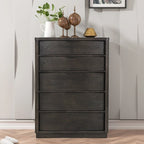 Ensemble de lit Roundhill Furniture Belani à panneaux de bois, comprenant un lit, une commode, un miroir, deux tables de chevet et un chiffonnier, couleur expresso
