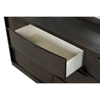 Ensemble de lit Roundhill Furniture Belani à panneaux de bois, comprenant un lit, une commode, un miroir, deux tables de chevet et un chiffonnier, couleur expresso