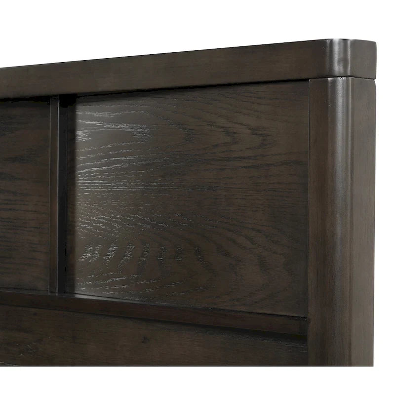 Ensemble de lit Roundhill Furniture Belani à panneaux de bois, comprenant un lit, une commode, un miroir, deux tables de chevet et un chiffonnier, couleur expresso